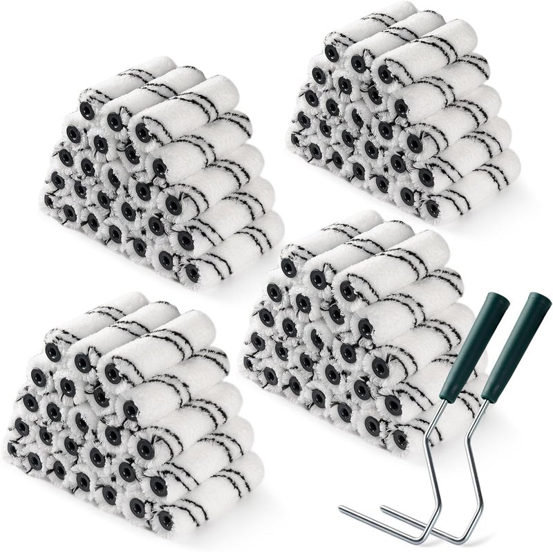 CoatPro Twools Store 100 Pack 4 Inch Microfiber Paint Roller Covers with 2pcs Anti Rust Metal Roller Frames, Professional Grade Painting Tools for Walls, Ceilings, Furniture - Image 1